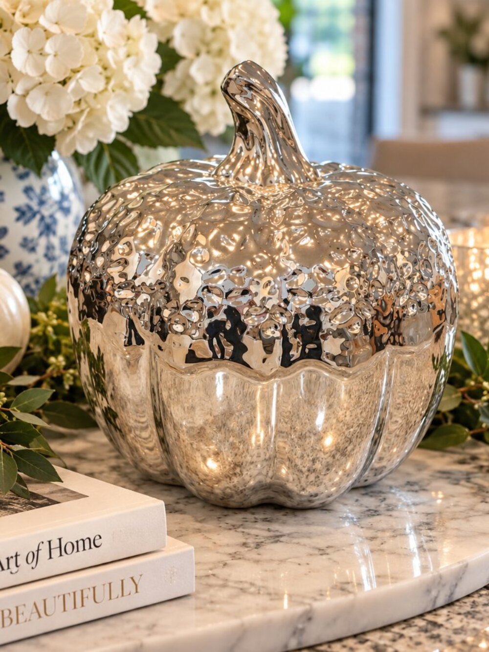 Mercury Glass Silver Pumpkin